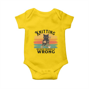 Funny Black Cat Baby Onesie Knitting Because Murder Is Wrong Gift TS12 Daisy Print Your Wear