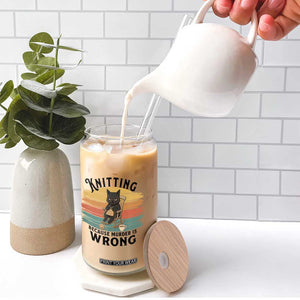 Funny Black Cat Glass Can Knitting Because Murder Is Wrong Gift TS12 Print Your Wear