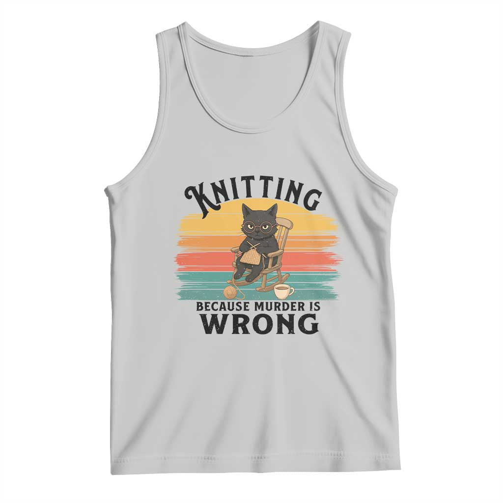 Funny Black Cat Tank Top Knitting Because Murder Is Wrong Gift TS12 Ash Print Your Wear