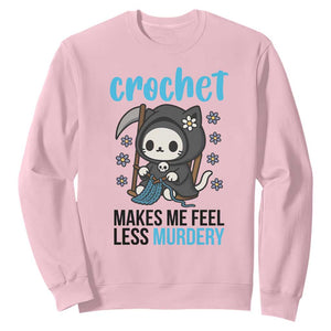 Crochet Makes Me Feel Less Murdery Sweatshirt Grim Reaper Cat Gift TS12 Light Pink Print Your Wear