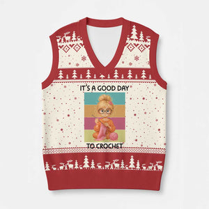 Its A Good Day To Crochet V-Neck Knit Sweater Vest Crochet Mom Gift TS12 Beige Red Print Your Wear