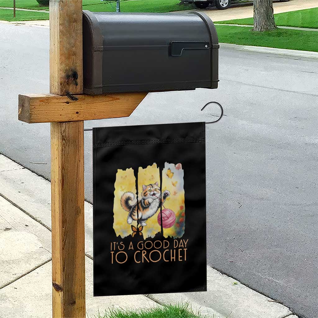 Its A Good Day To Crochet Garden Flag Cute Cat Chasing Yarn TS12 Print Your Wear