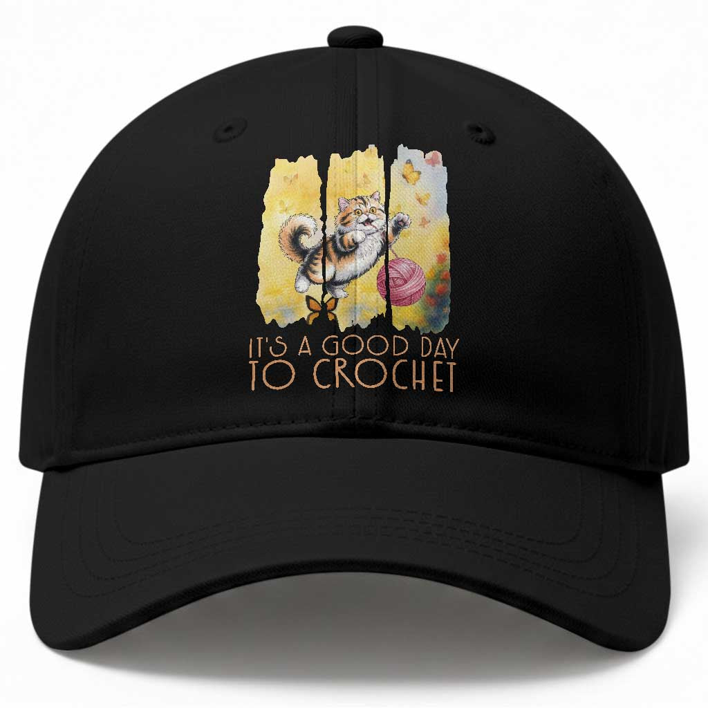 It’s A Good Day To Crochet Baseball Cap Cute Cat Chasing Yarn TS12 Print Your Wear