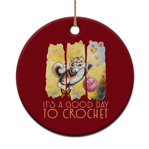 Its A Good Day To Crochet Ceramic Ornament Cute Cat Chasing Yarn TS12 1pc Red Print Your Wear