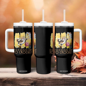 Its A Good Day To Crochet Tumbler With Handle Cute Cat Chasing Yarn TS12 Print Your Wear