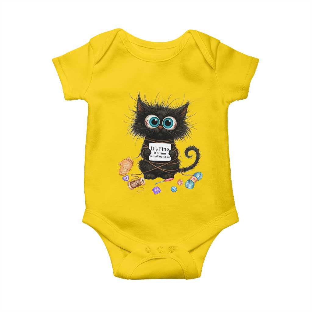 Funny Cat Crochet Lover Baby Onesie Its Fine I am Fine Everything Is Fine TS12 Daisy Print Your Wear