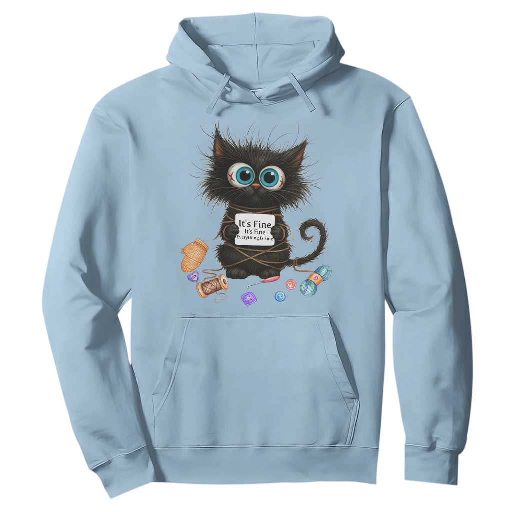 Funny Cat Crochet Lover Hoodie Its Fine I am Fine Everything Is Fine TS12 Light Blue Print Your Wear