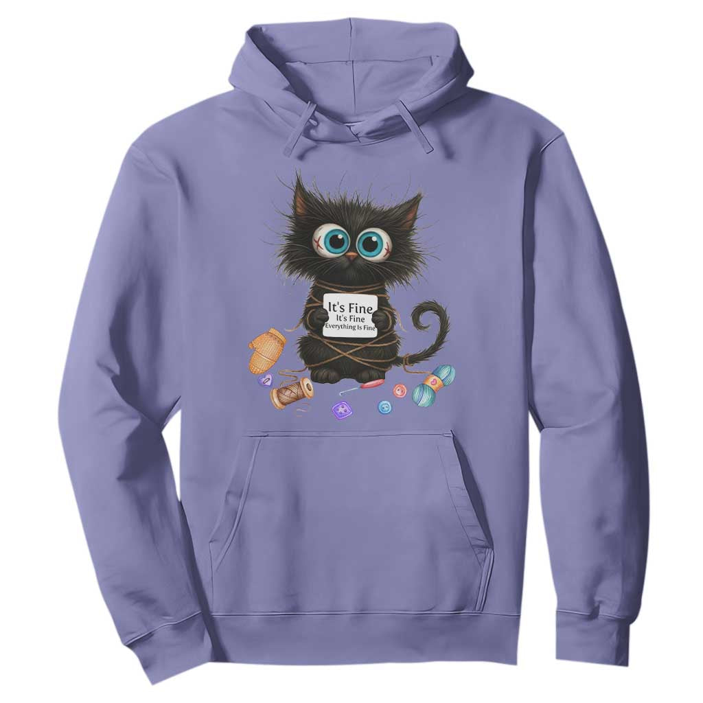 Funny Cat Crochet Lover Hoodie Its Fine I am Fine Everything Is Fine TS12 Violet Print Your Wear