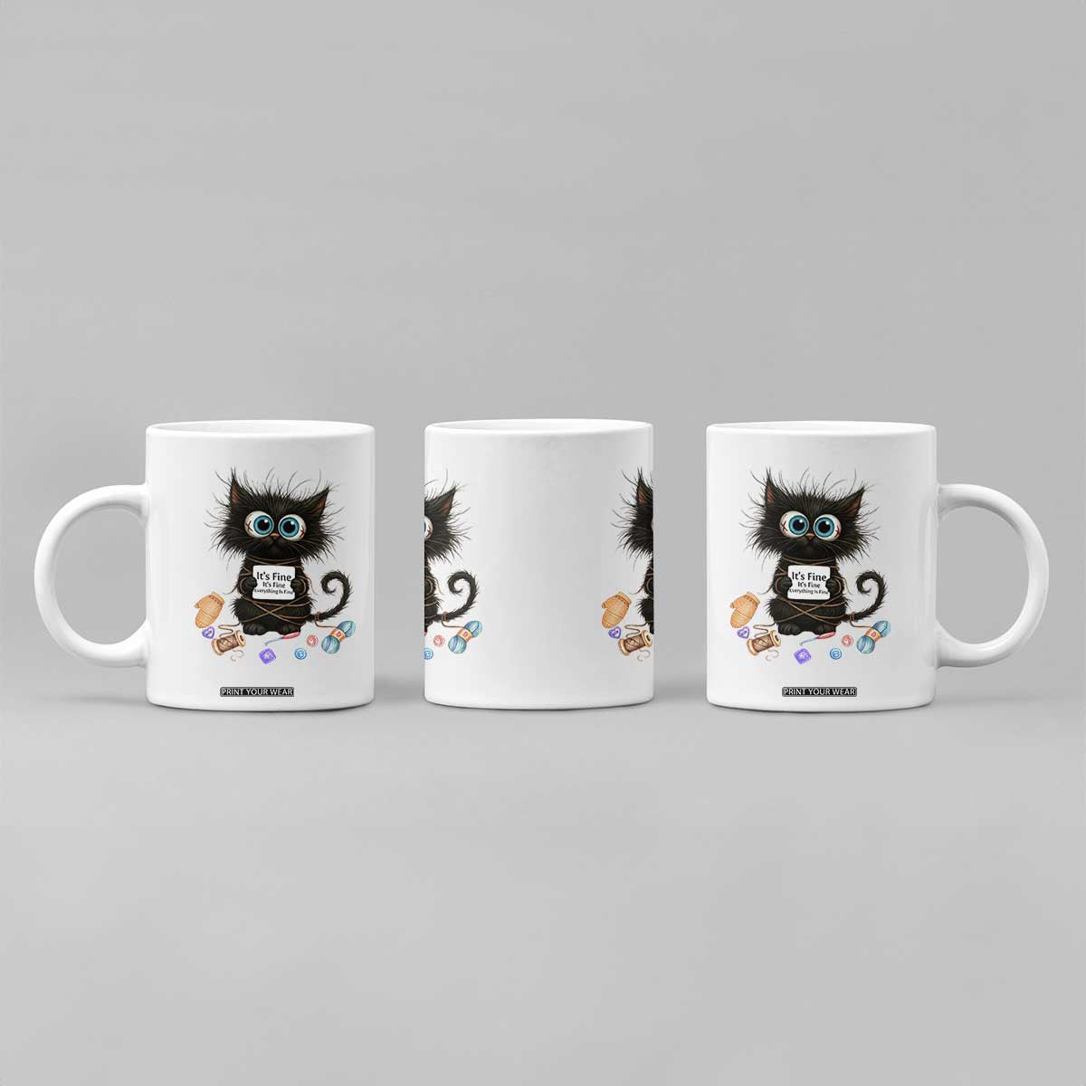 Funny Cat Crochet Lover Coffee Mug Its Fine I am Fine Everything Is Fine TS12 Print Your Wear