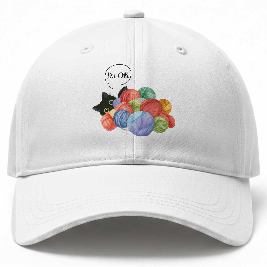 I’m OK Baseball Cap Cat Tangled In Yarn Funny Crochet Gift TS12 Print Your Wear