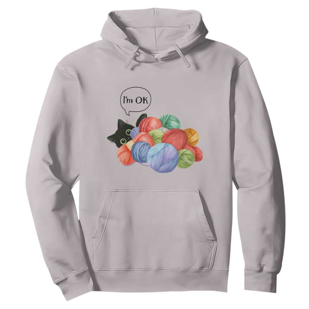 Im OK Hoodie Cat Tangled In Yarn Funny Crochet Gift TS12 Ice Gray Print Your Wear