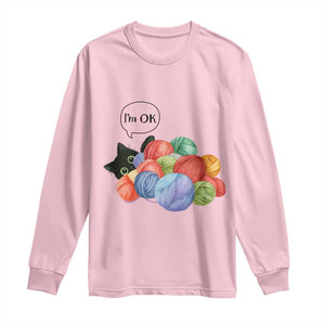 Im OK Long Sleeve Shirt Cat Tangled In Yarn Funny Crochet Gift TS12 Light Pink Print Your Wear