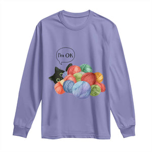 Im OK Long Sleeve Shirt Cat Tangled In Yarn Funny Crochet Gift TS12 Violet Print Your Wear