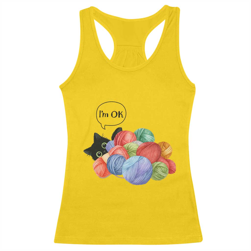 Im OK Racerback Tank Top Cat Tangled In Yarn Funny Crochet Gift TS12 Daisy Print Your Wear