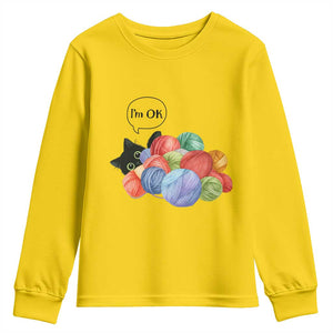 Im OK Youth Sweatshirt Cat Tangled In Yarn Funny Crochet Gift TS12 Daisy Print Your Wear