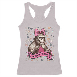 Funny Bigfoot Knitting Racerback Tank Top Knitter In The Wild TS12 Ice Gray Print Your Wear