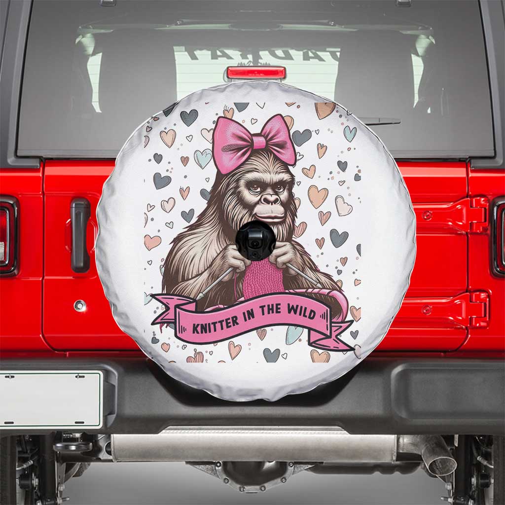 Funny Bigfoot Knitting Spare Tire Cover Knitter In The Wild TS12 White Print Your Wear