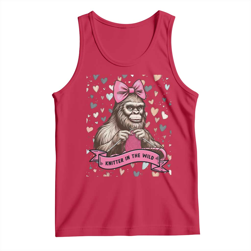 Funny Bigfoot Knitting Tank Top Knitter In The Wild TS12 Red Print Your Wear