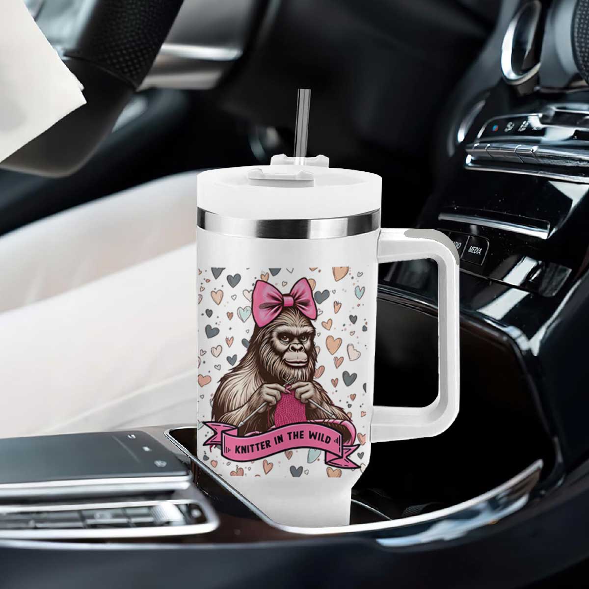 Funny Bigfoot Knitting Tumbler With Handle Knitter In The Wild TS12 Print Your Wear