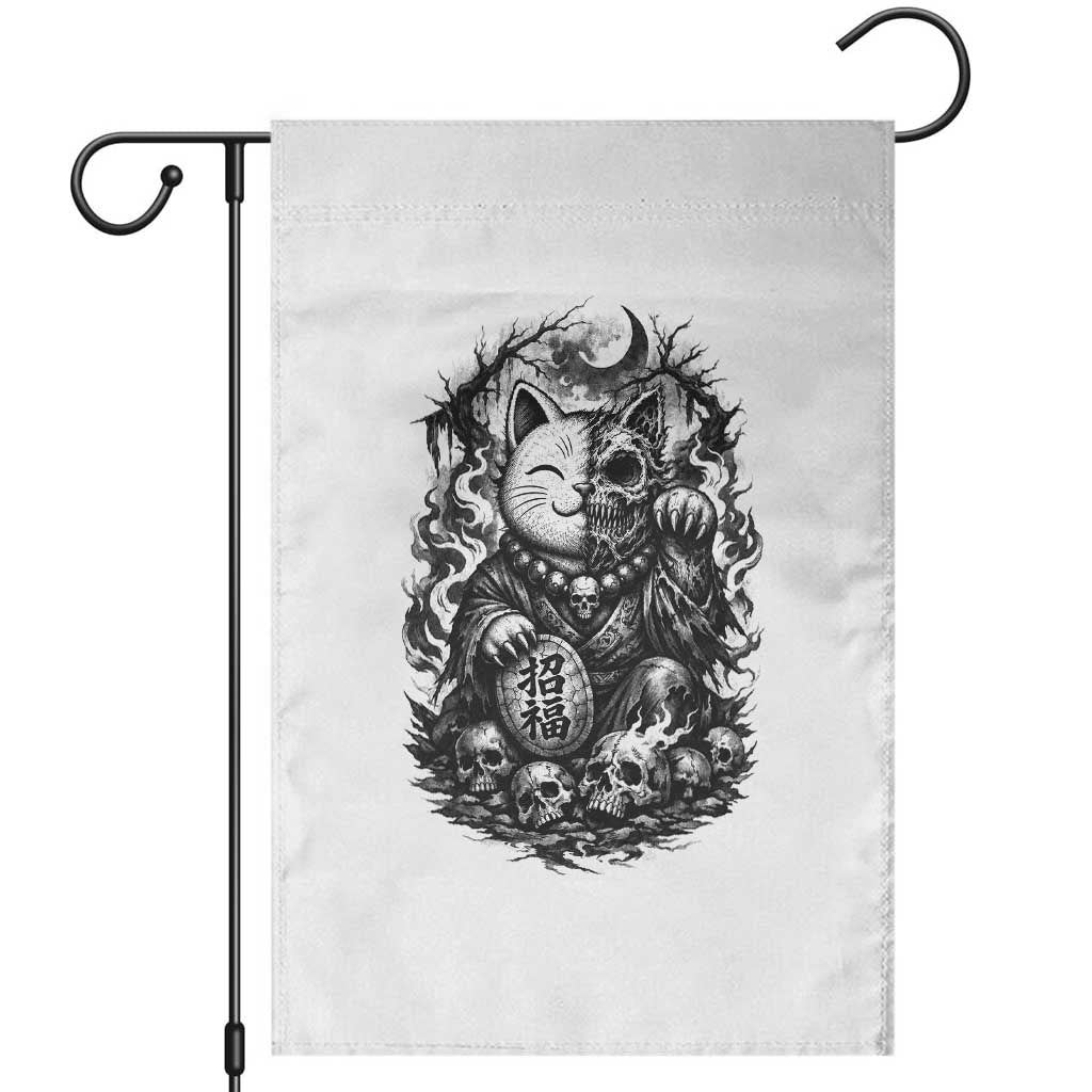 Creepy Maneki Neko Skull Garden Flag Dark Gothic Japanese Horror