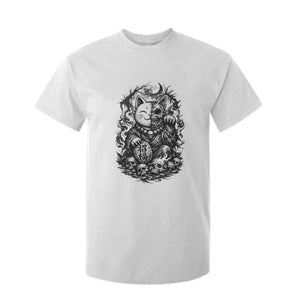 Creepy Maneki Neko Skull T Shirt For Kid Dark Gothic Japanese Horror