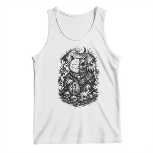 Creepy Maneki Neko Skull Tank Top Dark Gothic Japanese Horror