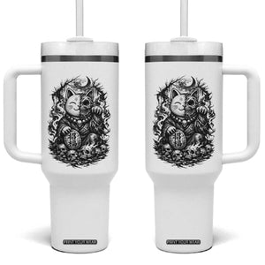 Creepy Maneki Neko Skull Tumbler With Handle Dark Gothic Japanese Horror