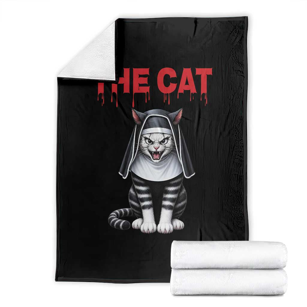 Scary Nun Cat Throw Blanket Creepy Horror Halloween Spooky Kitty
