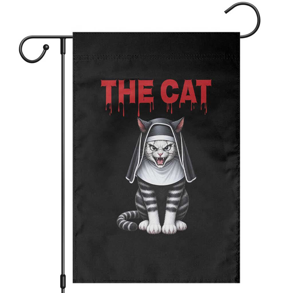 Scary Nun Cat Garden Flag Creepy Horror Halloween Spooky Kitty