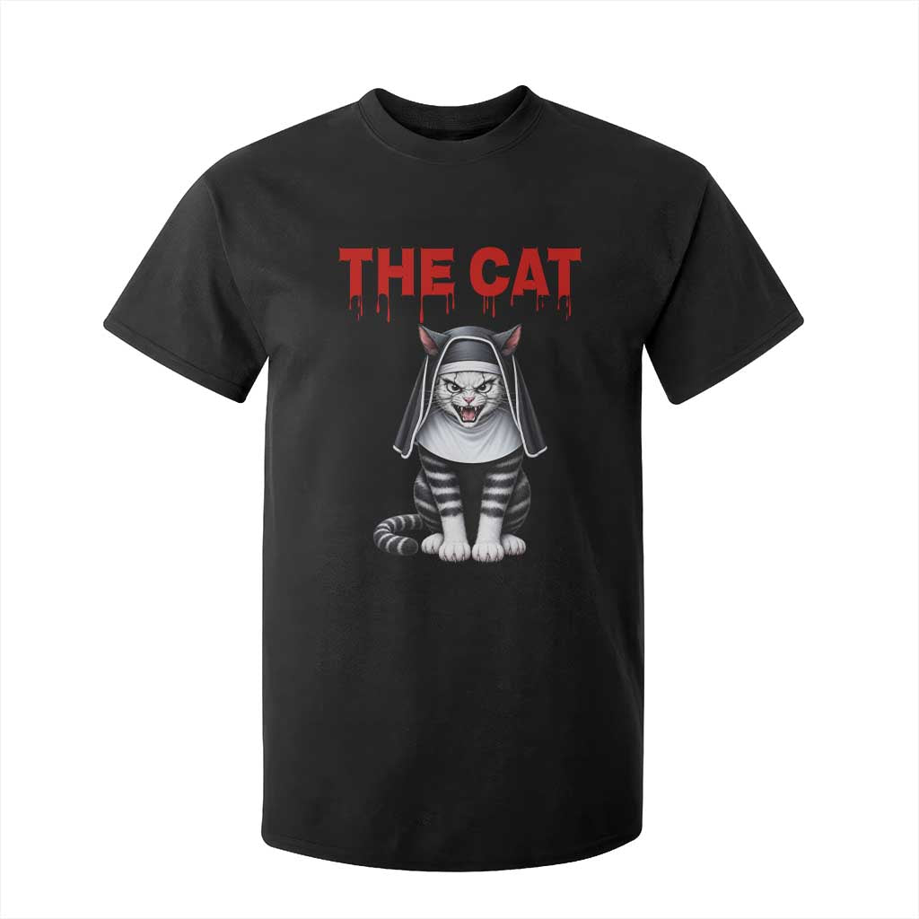 Scary Nun Cat T Shirt For Kid Creepy Horror Halloween Spooky Kitty