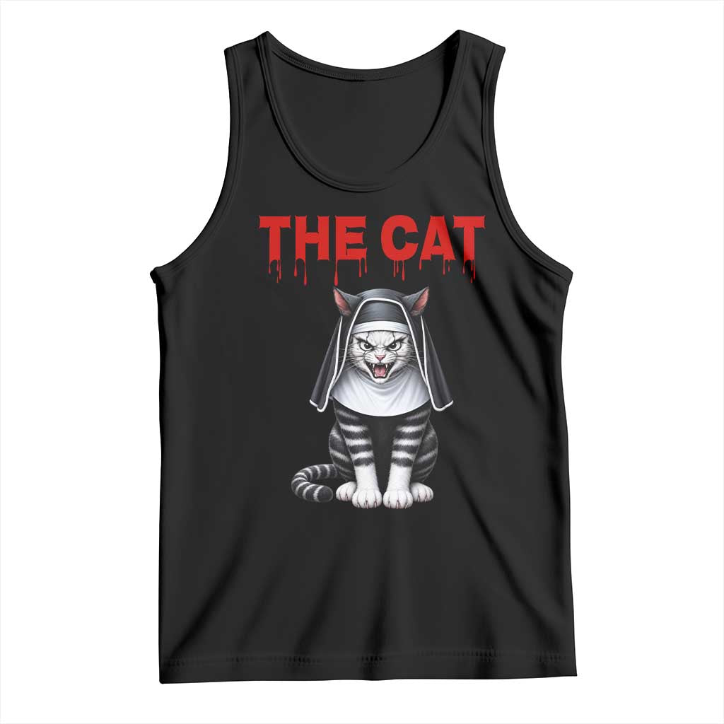 Scary Nun Cat Tank Top Creepy Horror Halloween Spooky Kitty