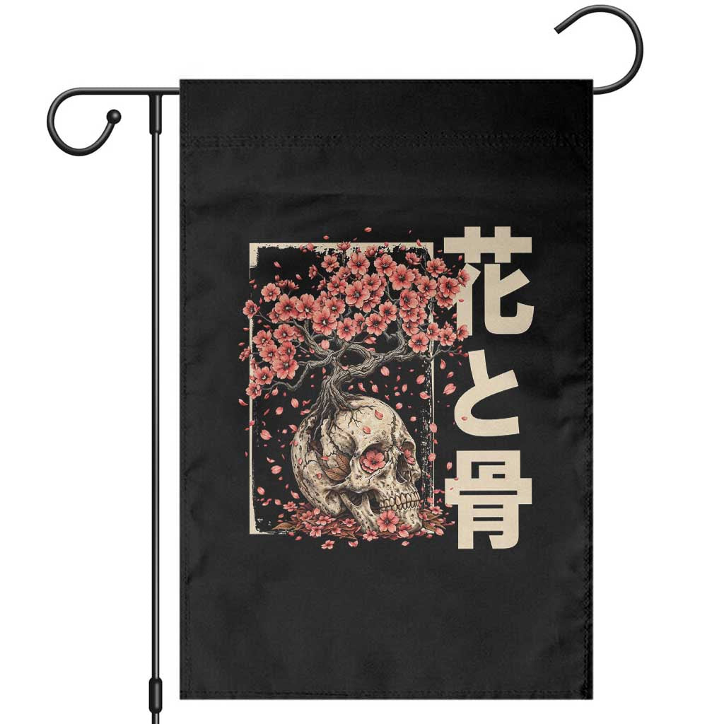 Goth Skull Cherry Blossoms Garden Flag Japanese Sakura Floral Cottagecore Gothic