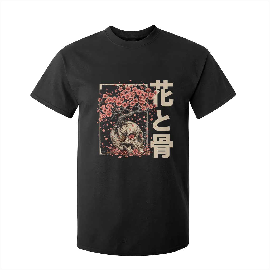 Goth Skull Cherry Blossoms T Shirt For Kid Japanese Sakura Floral Cottagecore Gothic