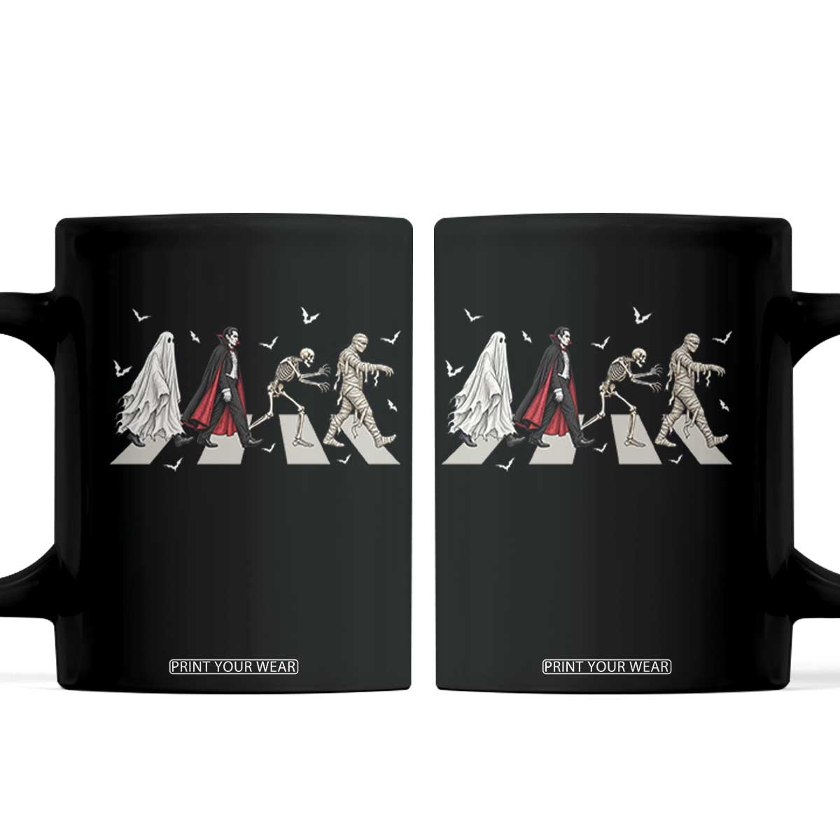 Halloween Monsters Ghost Vampire Skeleton Mummy Coffee Mug Spooky Horror