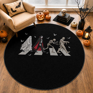 Halloween Monsters Ghost Vampire Skeleton Mummy Round Rug Spooky Horror
