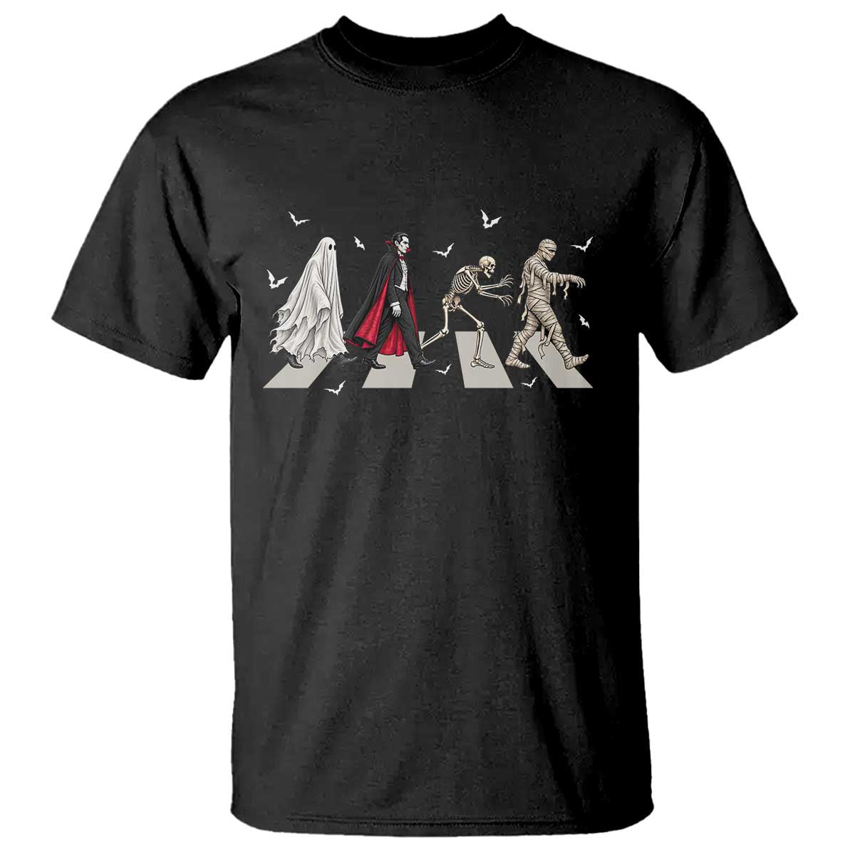 Halloween Monsters Ghost Vampire Skeleton Mummy T Shirt Spooky Horror