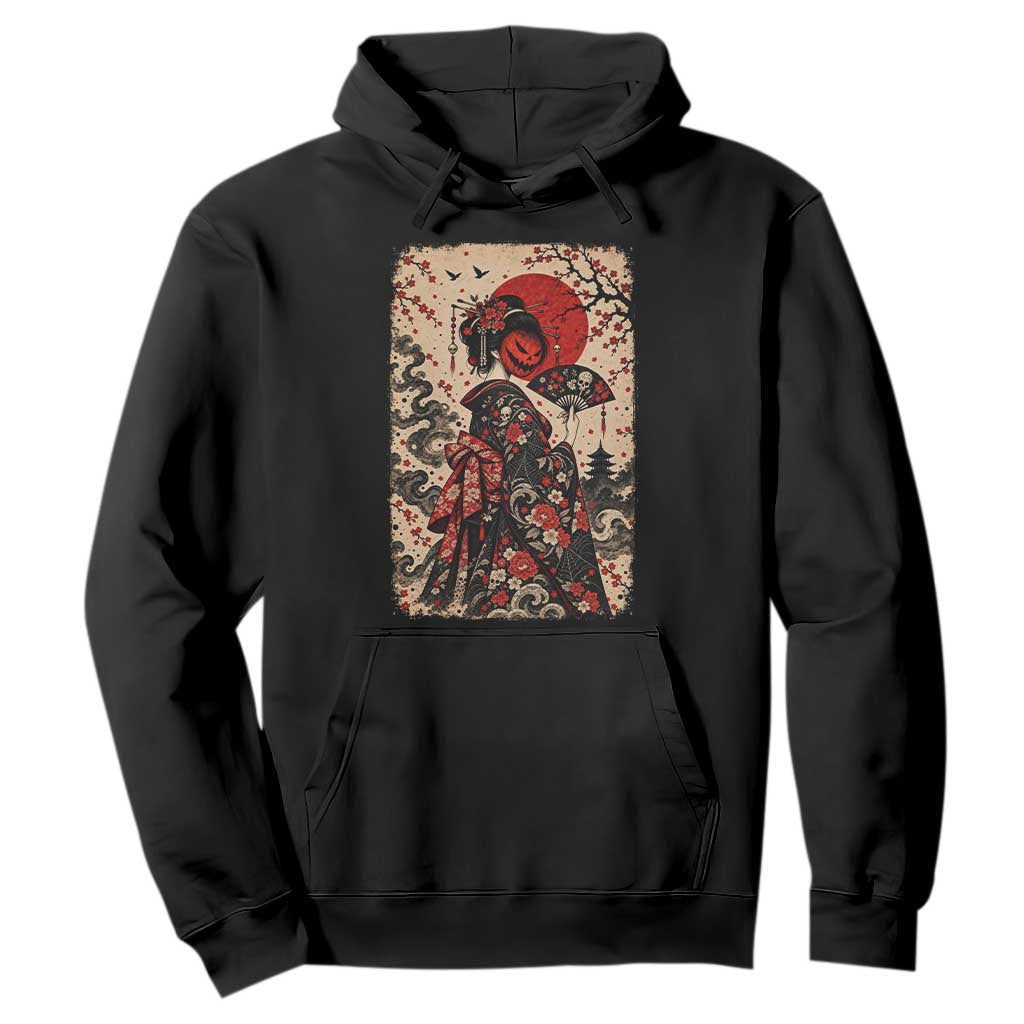 Vintage Halloween Geisha Japanese Ukiyoe Hoodie Spooky Kimono Dark Folklore