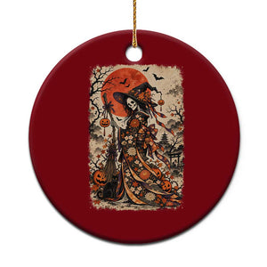 Skeleton Witch Japanese Ukiyoe Ceramic Ornament Vintage Kimono Halloween Spooky