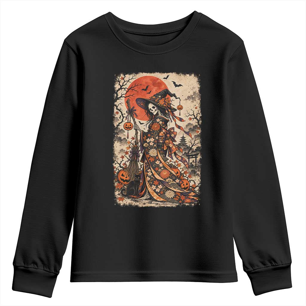 Skeleton Witch Japanese Ukiyoe Youth Sweatshirt Vintage Kimono Halloween Spooky