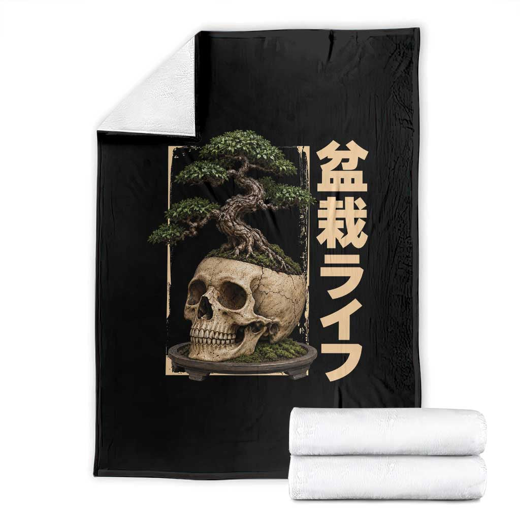 Vintage Japanese Bonsai Skull Planter Throw Blanket Gothic Crossover Tree Bonsai Life