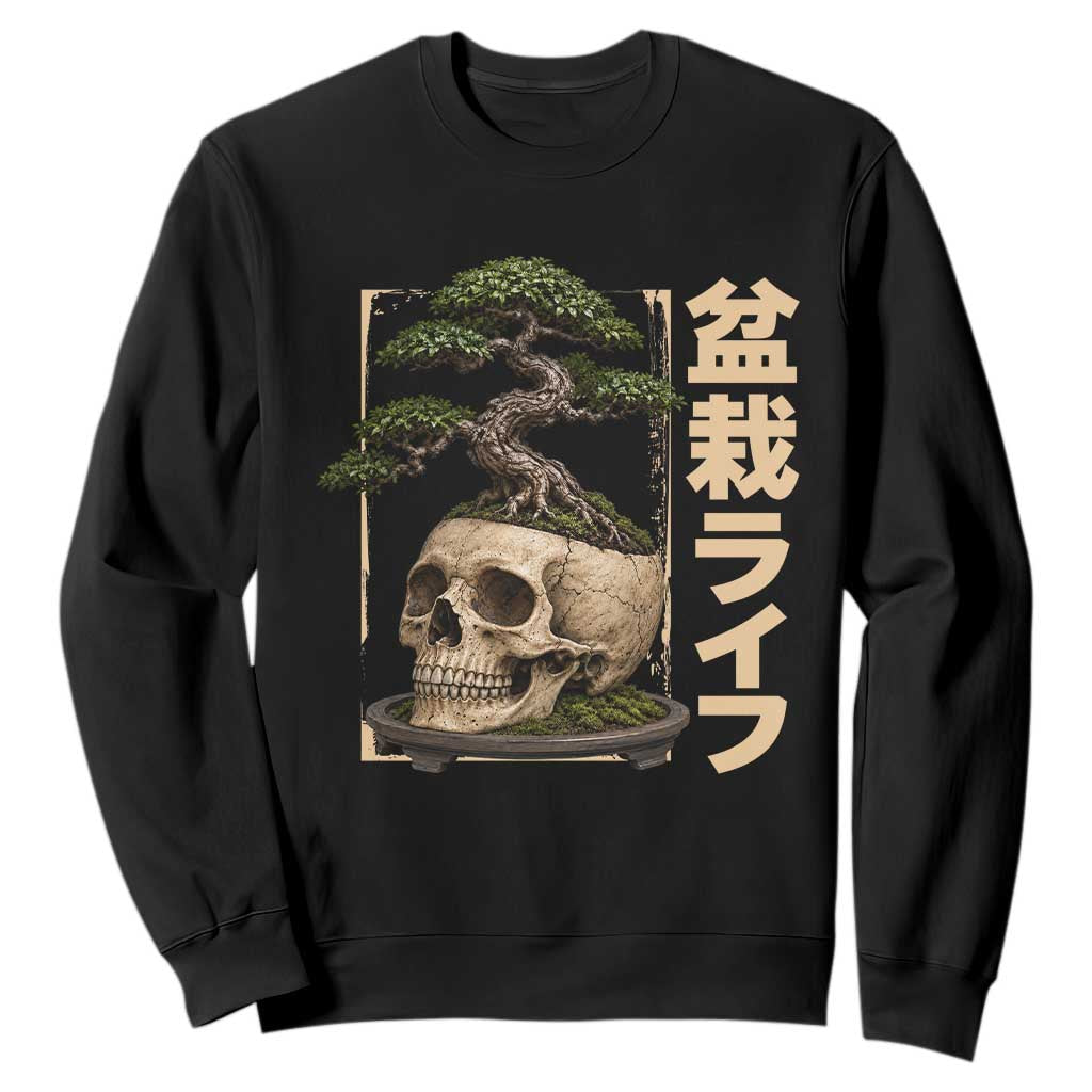 Vintage Japanese Bonsai Skull Planter Sweatshirt Gothic Crossover Tree Bonsai Life