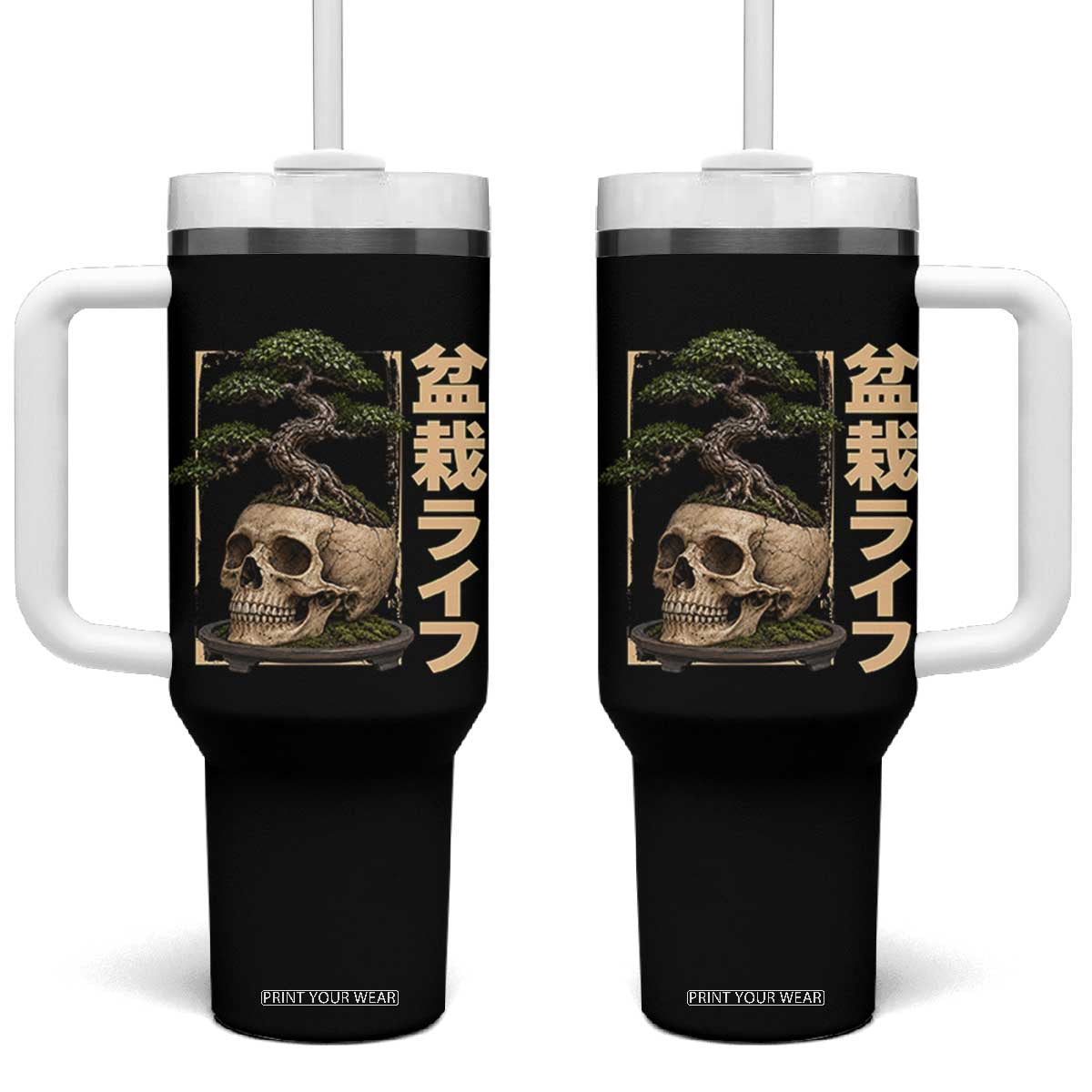 Vintage Japanese Bonsai Skull Planter Tumbler With Handle Gothic Crossover Tree Bonsai Life
