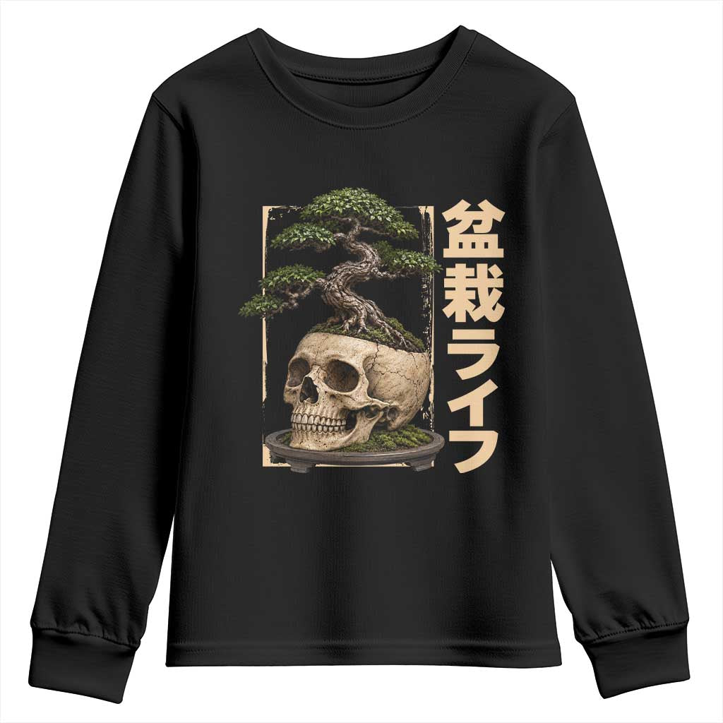 Vintage Japanese Bonsai Skull Planter Youth Sweatshirt Gothic Crossover Tree Bonsai Life