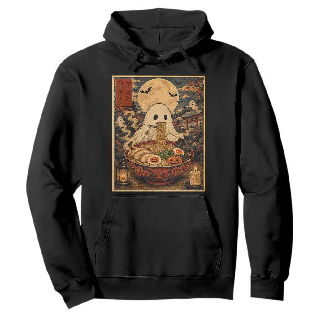 Kawaii Ghost Eating Ramen Noodles Hoodie Japanese Halloween Style