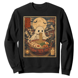 Kawaii Ghost Eating Ramen Noodles Sweatshirt Japanese Halloween Style