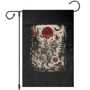 Skeleton Riding Mummy Dinosaur Garden Flag Japanese Ukiyoe Halloween Spooky Style