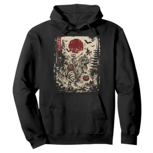 Skeleton Riding Mummy Dinosaur Hoodie Japanese Ukiyoe Halloween Spooky Style