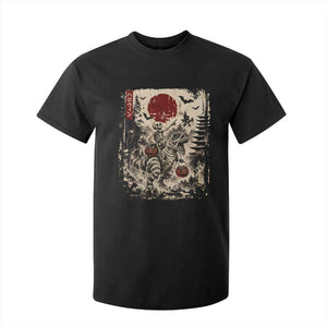 Skeleton Riding Mummy Dinosaur T Shirt For Kid Japanese Ukiyoe Halloween Spooky Style
