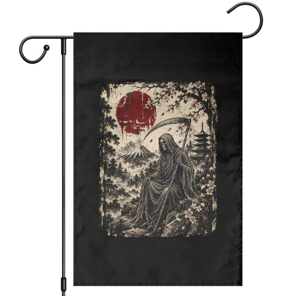 Japanese Grim Reaper Scythe Ukiyoe Garden Flag Mount Fuji Sakura Dark Art