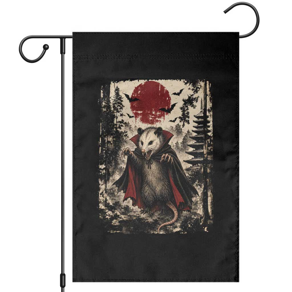 Vintage Vampire Opossum Halloween Garden Flag Japanese Ukiyoe Blood Moon